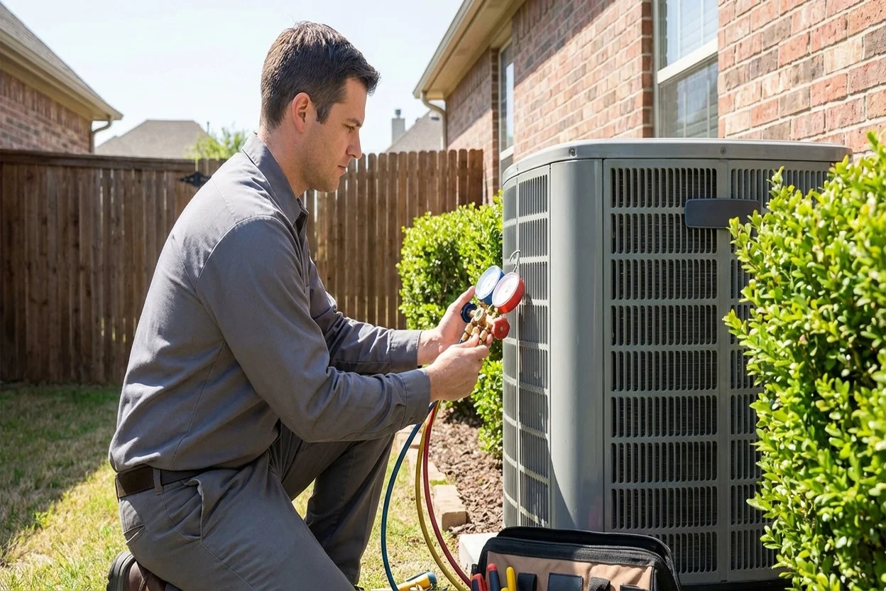 AC technician performing maintenance