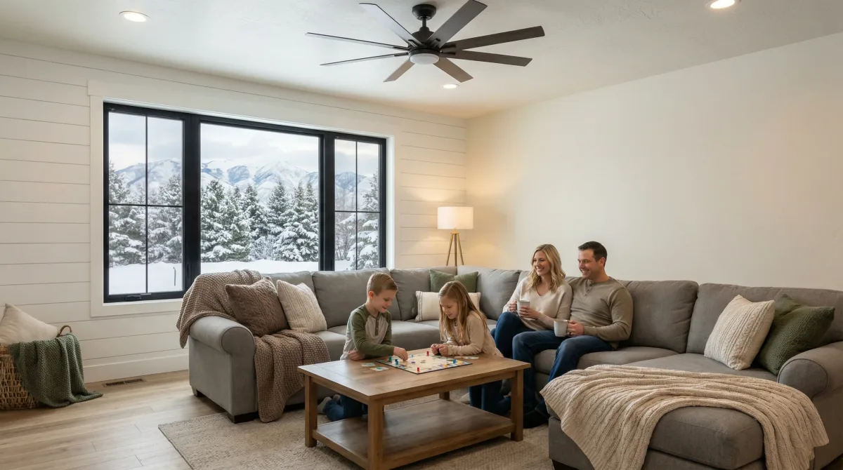 Happy family in their home