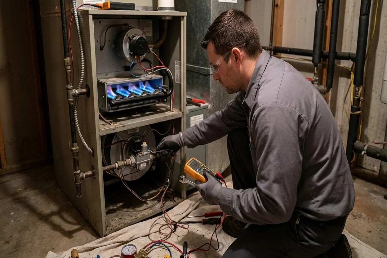 Heating system tune-up service in a Utah home