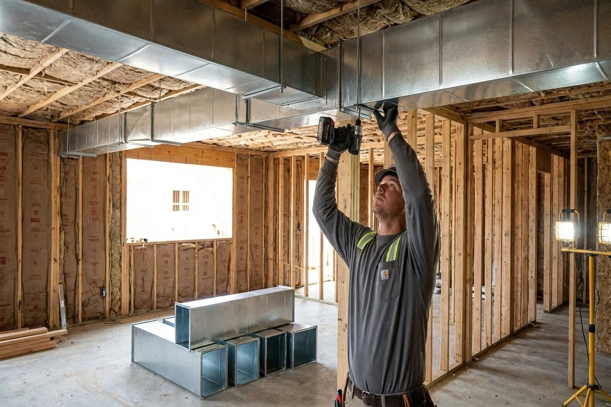 New home HVAC system installation